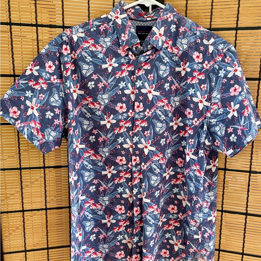 Denim & Flower Blue Casual Button Down Shirt